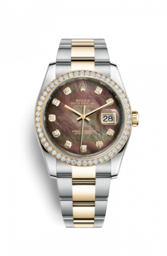 Remontoir à montres pour montre Rolex Datejust 36 Datejust 36 Rolesor Yellow Diamond / Oyster / Noire MOP