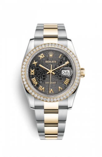 Remontoir à montres pour montre Rolex Datejust 36 Datejust 36 Rolesor Yellow Diamond / Oyster / Noire Computer Roman