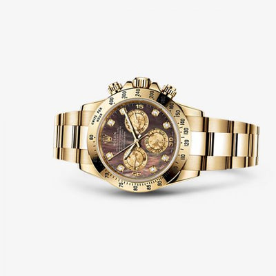 Remontoir à montres pour montre Rolex Daytona Daytona Yellow Or Noire Matypique of Pearl Diamonds