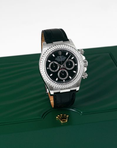Remontoir à montres pour montre Rolex Daytona Daytona Or Blanc Double Row Strap Noire