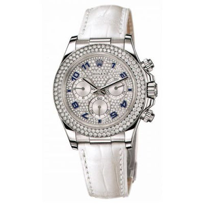 Remontoir à montres pour montre Rolex Daytona Daytona Or Blanc Double Row Strap Paved