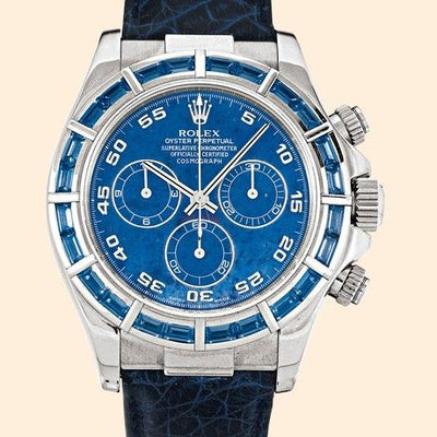 Remontoir à montres pour montre Rolex Daytona Daytona Or Blanc Bleu Sapphire Strap Sodalite
