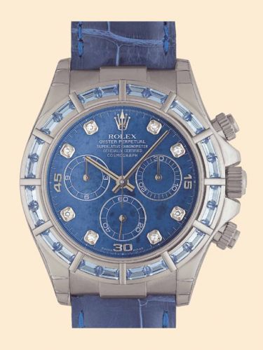 Remontoir à montres pour montre Rolex Daytona Daytona Or Blanc Bleu Sapphire Strap Sodalite Diamond