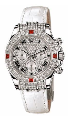 Remontoir à montres pour montre Rolex Daytona Daytona Or Blanc Diamond Ruby Strap