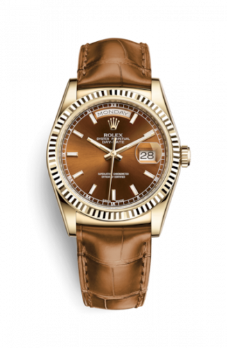 Remontoir à montres pour montre Rolex Day-Date 36 Day-Date 36 Yellow Or / Strap / Cognac