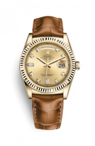 Remontoir à montres pour montre Rolex Day-Date 36 Day-Date 36 Yellow Or / Strap / Champagne Diamonds