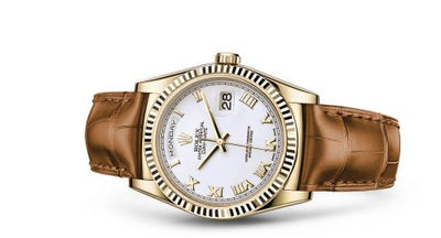 Remontoir à montres pour montre Rolex Day-Date 36 Day-Date 36 Yellow Or / Strap / Blanc Roman
