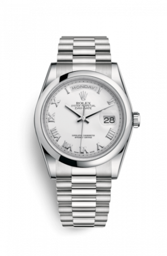 Remontoir à montres pour montre Rolex Day-Date 36 Day-Date 36 Platinum Domed / President / Blanc Roman