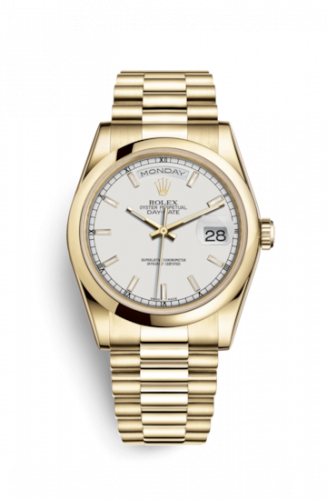 Remontoir à montres pour montre Rolex Day-Date 36 Day-Date 36 Yellow Or Domed / President / Blanc