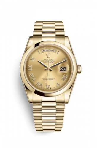 Remontoir à montres pour montre Rolex Day-Date 36 Day-Date 36 Yellow Or Domed / President / Champagne Roman