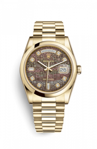 Remontoir à montres pour montre Rolex Day-Date 36 Day-Date 36 Yellow Or Domed / President/ Noire MOP Computer