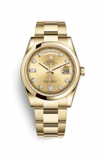 Remontoir à montres pour montre Rolex Day-Date 36 Day-Date 36 Yellow Or Domed / Oyster / Champagne Diamond
