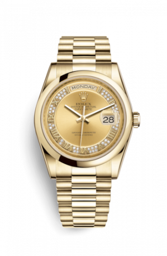 Remontoir à montres pour montre Rolex Day-Date 36 Day-Date 36 Yellow Or Domed / President / Champagne Roman