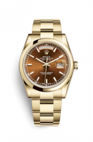 Remontoir à montres pour montre Rolex Day-Date 36 Day-Date 36 Yellow Or Domed / Oyster / Cognac