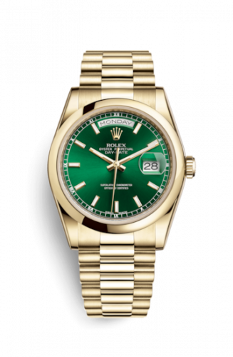 Remontoir à montres pour montre Rolex Day-Date 36 Day-Date 36 Yellow Or Domed / President / Verte