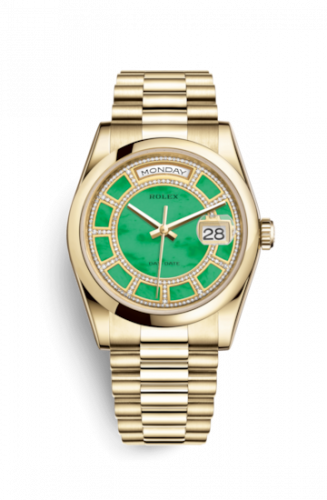 Remontoir à montres pour montre Rolex Day-Date 36 Day-Date 36 Yellow Or Domed / President / Verte Jade Carousel
