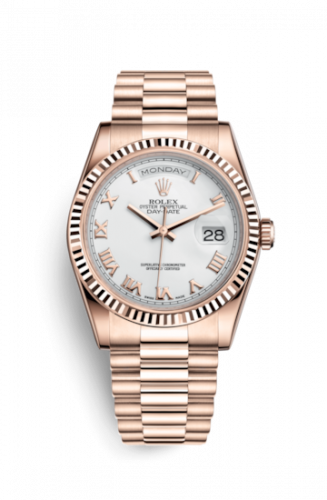 Remontoir à montres pour montre Rolex Day-Date 36 Day-Date 36 Everose Fluted / President / Blanc Roman