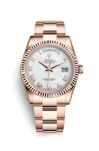 Remontoir à montres pour montre Rolex Day-Date 36 Day-Date 36 Everose Fluted / Oyster / Blanc Roman