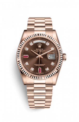 Remontoir à montres pour montre Rolex Day-Date 36 Day-Date 36 Everose Fluted / President / Chocolate Diamonds Rubies