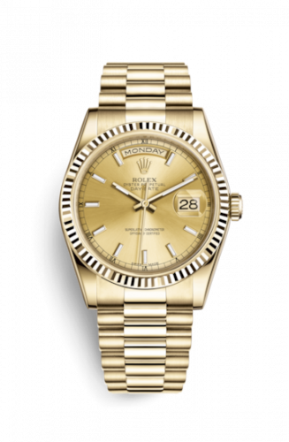 Remontoir à montres pour montre Rolex Day-Date 36 Day-Date 36 Yellow Or Fluted / President / Champagne