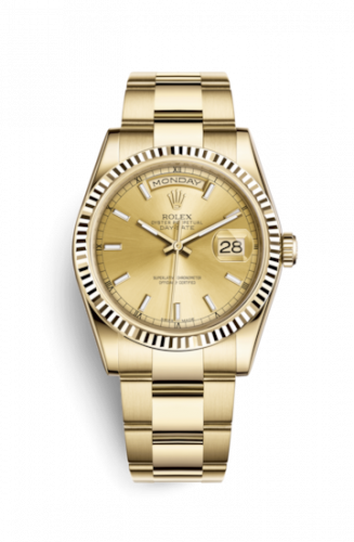 Remontoir à montres pour montre Rolex Day-Date 36 Day-Date 36 Yellow Or Fluted / Oyster / Champagne
