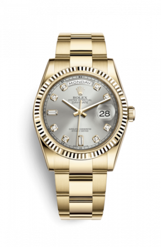 Remontoir à montres pour montre Rolex Day-Date 36 Day-Date 36 Yellow Or Fluted / Oyster / Argent Diamonds