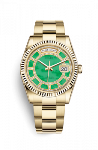 Remontoir à montres pour montre Rolex Day-Date 36 Day-Date 36 Yellow Or Fluted / Oyster / Verte Jade Carousel