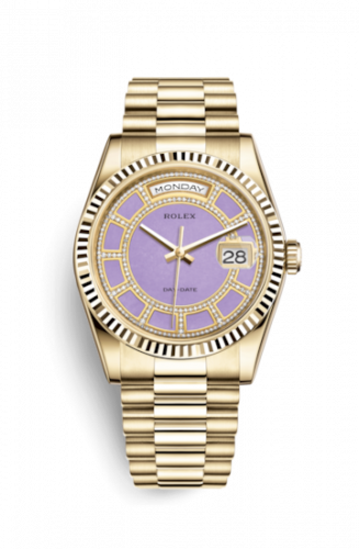 Remontoir à montres pour montre Rolex Day-Date 36 Day-Date 36 Yellow Or Fluted / President / Lavender Jade Carousel
