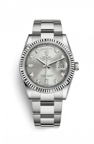 Remontoir à montres pour montre Rolex Day-Date 36 Day-Date 36 Or Blanc Fluted / Oyster / Argent Diamonds