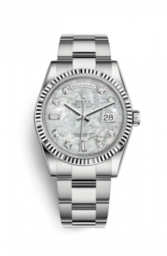 Remontoir à montres pour montre Rolex Day-Date 36 Day-Date 36 Or Blanc Fluted / Oyster / MOP