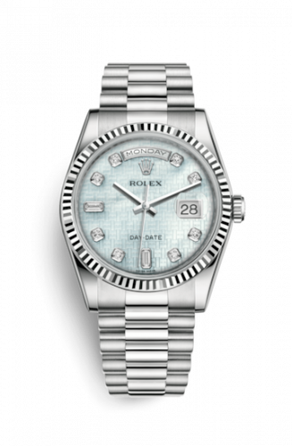 Remontoir à montres pour montre Rolex Day-Date 36 Day-Date 36 Or Blanc Fluted / President / Oxford MOP