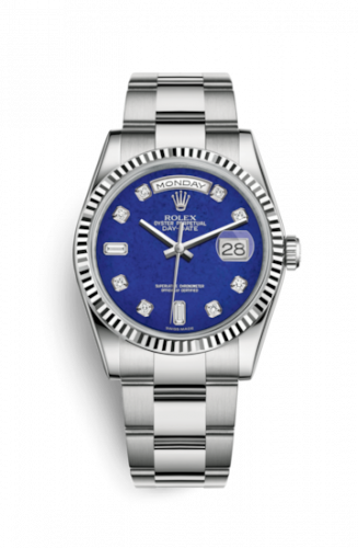 Remontoir à montres pour montre Rolex Day-Date 36 Day-Date 36 Or Blanc Fluted / Oyster / Lapis Lazuli