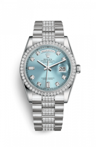 Remontoir à montres pour montre Rolex Day-Date 36 Day-Date 36 Platinum Diamonds / President Diamonds / Ice Bleu Diamond
