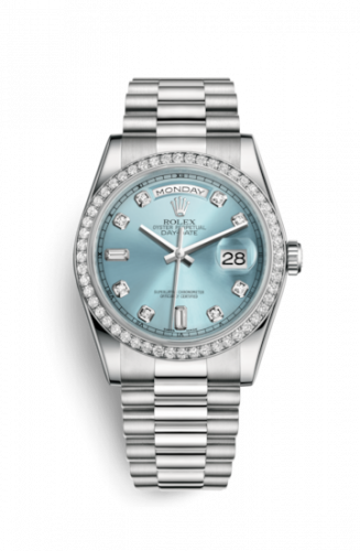 Remontoir à montres pour montre Rolex Day-Date 36 Day-Date 36 Platinum Diamonds / President / Ice Bleu Diamonds