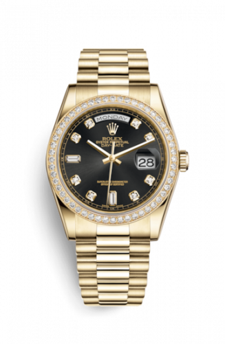 Remontoir à montres pour montre Rolex Day-Date 36 Day-Date 36 Yellow Or Diamonds / President / Noire Diamonds