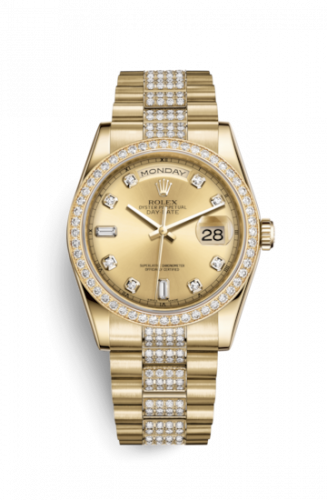 Remontoir à montres pour montre Rolex Day-Date 36 Day-Date 36 Yellow Or Diamonds / President Diamond / Noire Diamond