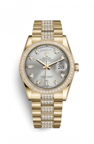 Remontoir à montres pour montre Rolex Day-Date 36 Day-Date 36 Yellow Or Diamonds / President Diamond / Argent Diamond