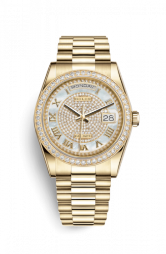 Remontoir à montres pour montre Rolex Day-Date 36 Day-Date 36 Yellow Or Diamonds / President Diamond / Paved Roman