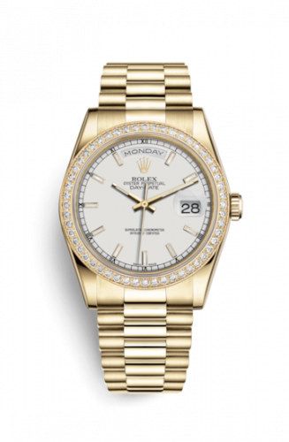 Remontoir à montres pour montre Rolex Day-Date 36 Day-Date 36 Yellow Or Diamonds / President / Blanc