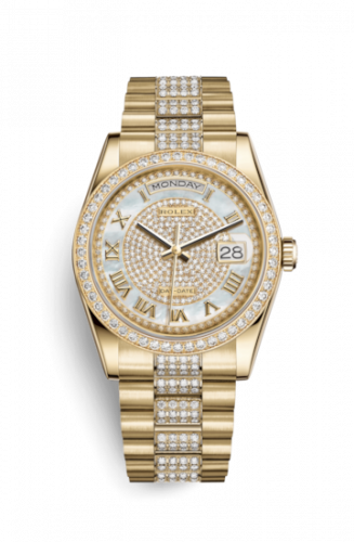 Remontoir à montres pour montre Rolex Day-Date 36 Day-Date 36 Yellow Or Diamonds / President Diamond / Paved Roman