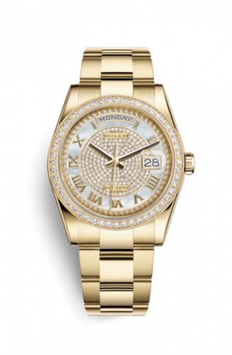 Remontoir à montres pour montre Rolex Day-Date 36 Day-Date 36 Yellow Or Diamonds / Oyster / Paved Roman