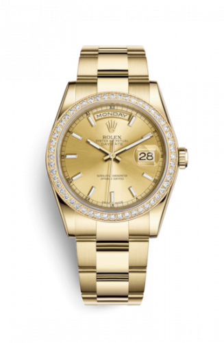 Remontoir à montres pour montre Rolex Day-Date 36 Day-Date 36 Yellow Or Diamonds / Oyster / Champagne