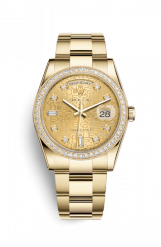 Remontoir à montres pour montre Rolex Day-Date 36 Day-Date 36 Yellow Or Diamonds / Oyster / Champagne Computer