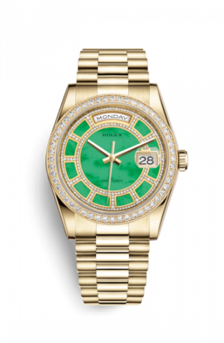 Remontoir à montres pour montre Rolex Day-Date 36 Day-Date 36 Yellow Or Diamonds / President / Verte Jade Carousel