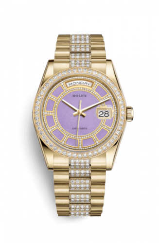 Remontoir à montres pour montre Rolex Day-Date 36 Day-Date 36 Yellow Or Diamonds / President Diamonds / Lavender Jade Carousel
