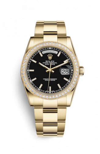 Remontoir à montres pour montre Rolex Day-Date 36 Day-Date 36 Yellow Or Diamonds / Oyster / Noire