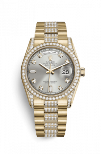 Remontoir à montres pour montre Rolex Day-Date 36 Day-Date 36 Yellow Or Diamonds / President Diamonds / Argent Diamond