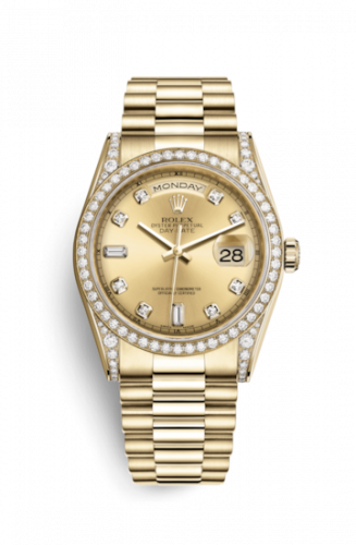 Remontoir à montres pour montre Rolex Day-Date 36 Day-Date 36 Yellow Or Diamonds / President / Champagne Diamond