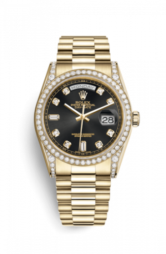 Remontoir à montres pour montre Rolex Day-Date 36 Day-Date 36 Yellow Or Diamonds / President Diamonds / Noire Diamond