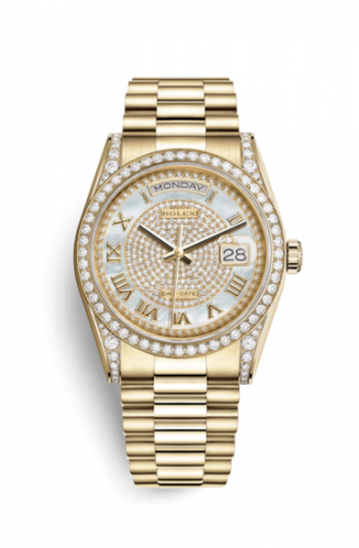 Remontoir à montres pour montre Rolex Day-Date 36 Day-Date 36 Yellow Or Diamonds / President / Paved Roman